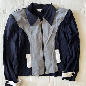 Vintage Slim Fit Fall Jacket Women Track Jacket Color Block Cropped Zip Up Women